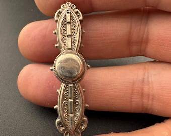 Victorian Etched Bar Brooch, Sterling Silver