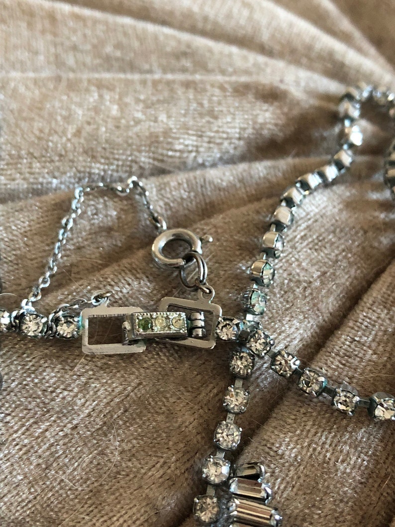 Vintage Art Deco Diamant\u00e9 and Paste Green Necklace