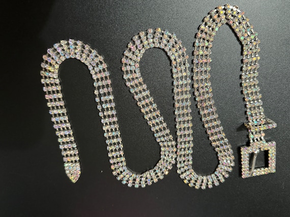 AB Rainbow Diamanté Chain Link Belt , Adjustable to 102cm - Etsy display picture 2
