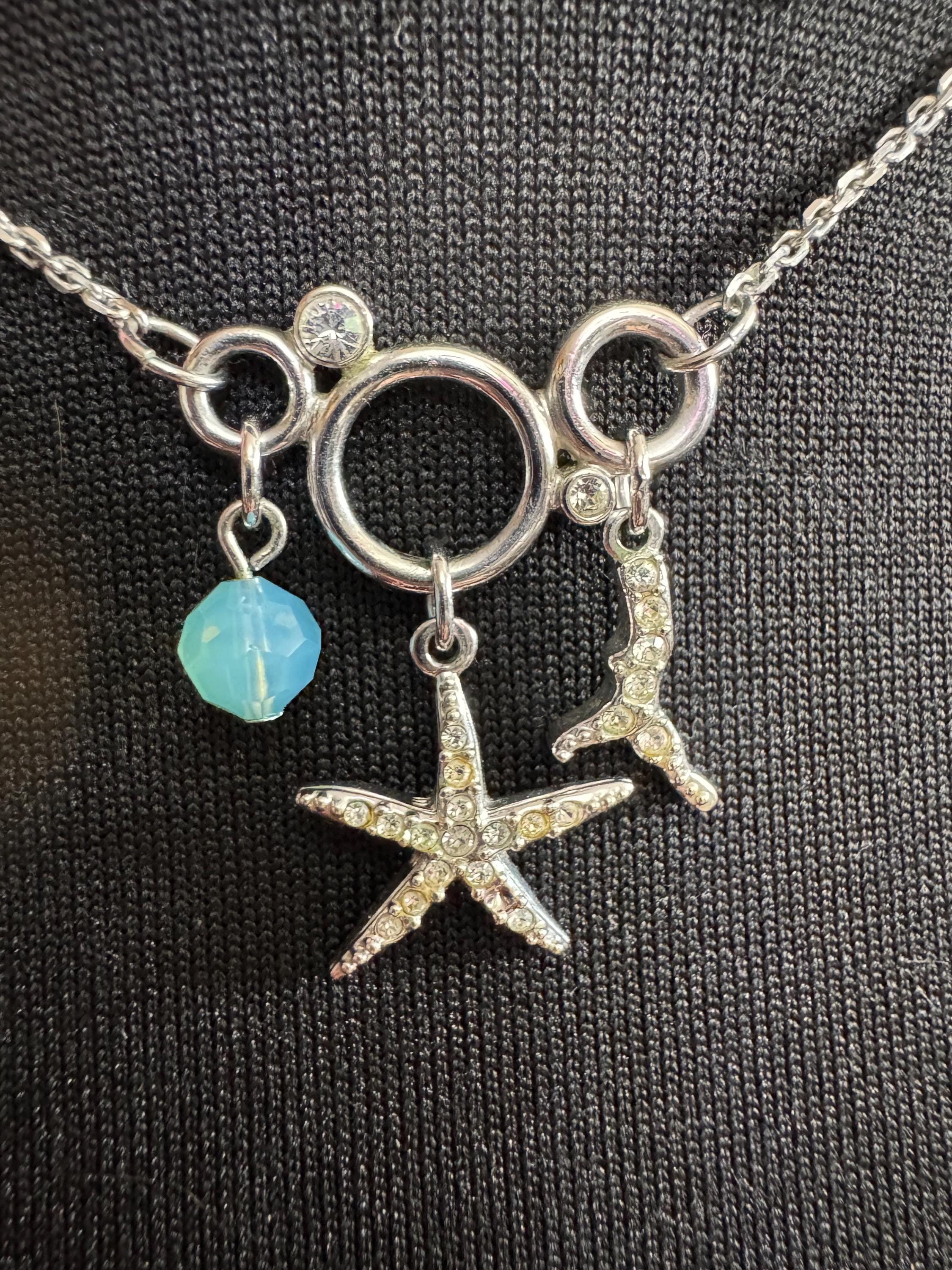 Swan Signed Swarovski Crystal Diamanté Starfish Turquoise Beaded