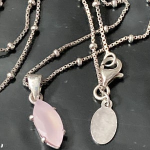 Sterling Silver Ball Chain Necklace: Pink Gemstone Pendant