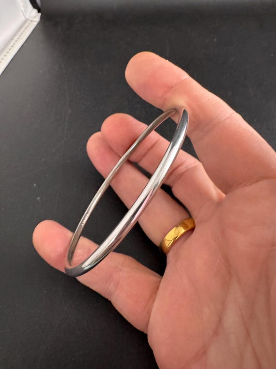 Monet slim stacking bangle , silver tone vintage … - image 5