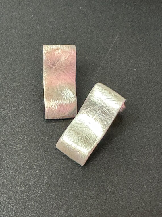 modernist planished rectangular pierced stud earr… - image 7