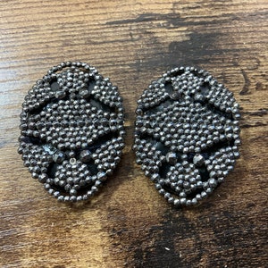 Pair of Antique Georgian Cut Steel Marcasite Metal Vintage shoe buckles Dressmaking couture steampunk