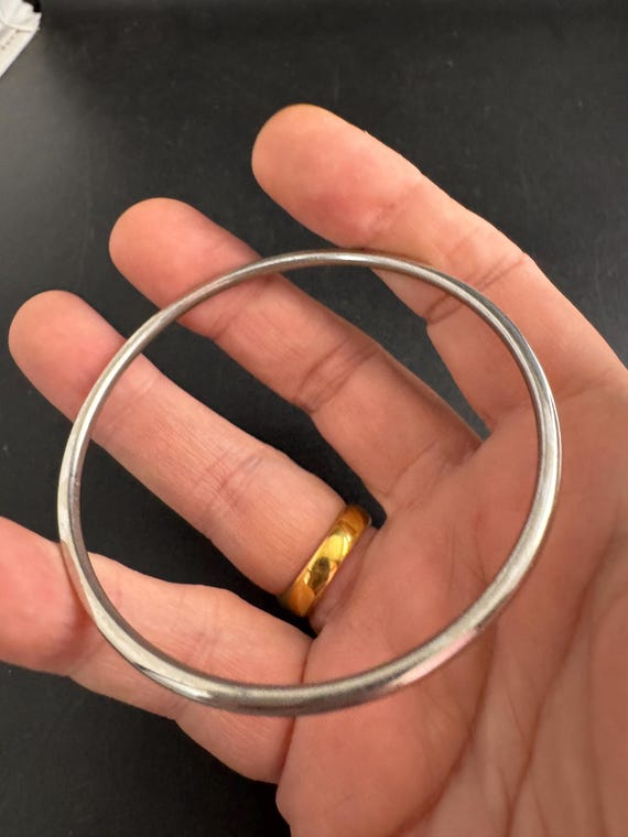 Monet slim stacking bangle , silver tone vintage … - image 1