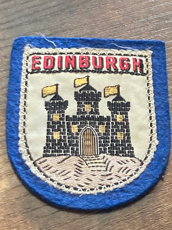 Vintage Retro Souvenir of EDINBURGH Sew on Blue Gold Patch for Etsy