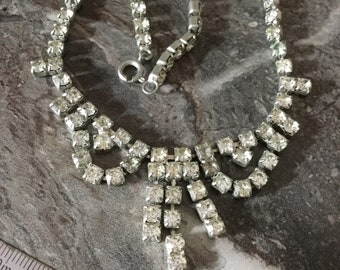 Vintage diamanté glass rhinestone crystal necklace