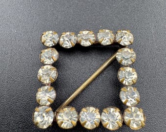 Antique Carved Celluloid Clear Rhinestone Belt Buckle - Etsy  display picture 1