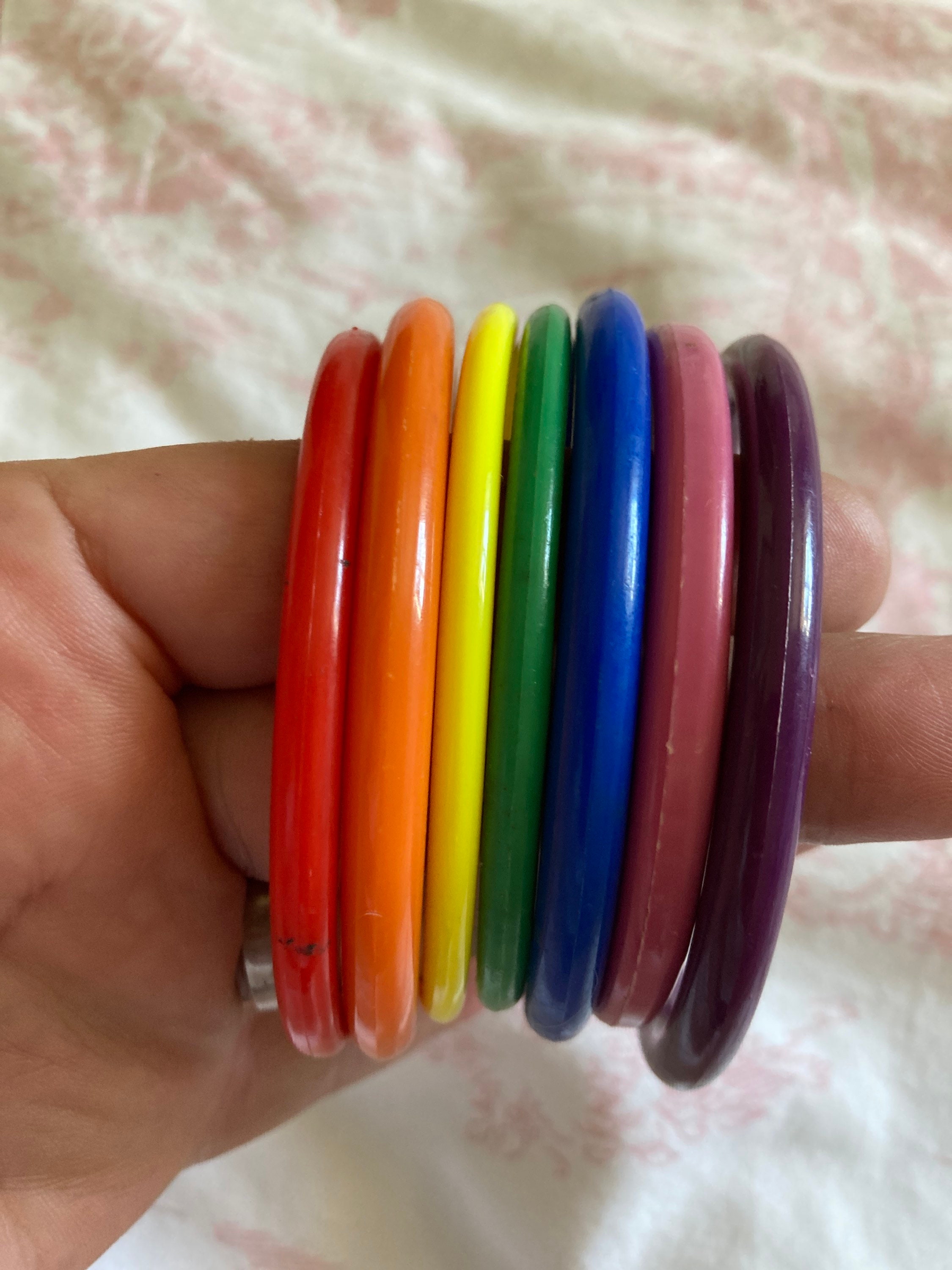 RAINBOW Stack of Vintage Retro Plastic Coloured Bangles Etsy