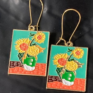 Van Gogh gelbe Sonnenblumen Künstler Malerei Ohrringe fine art
