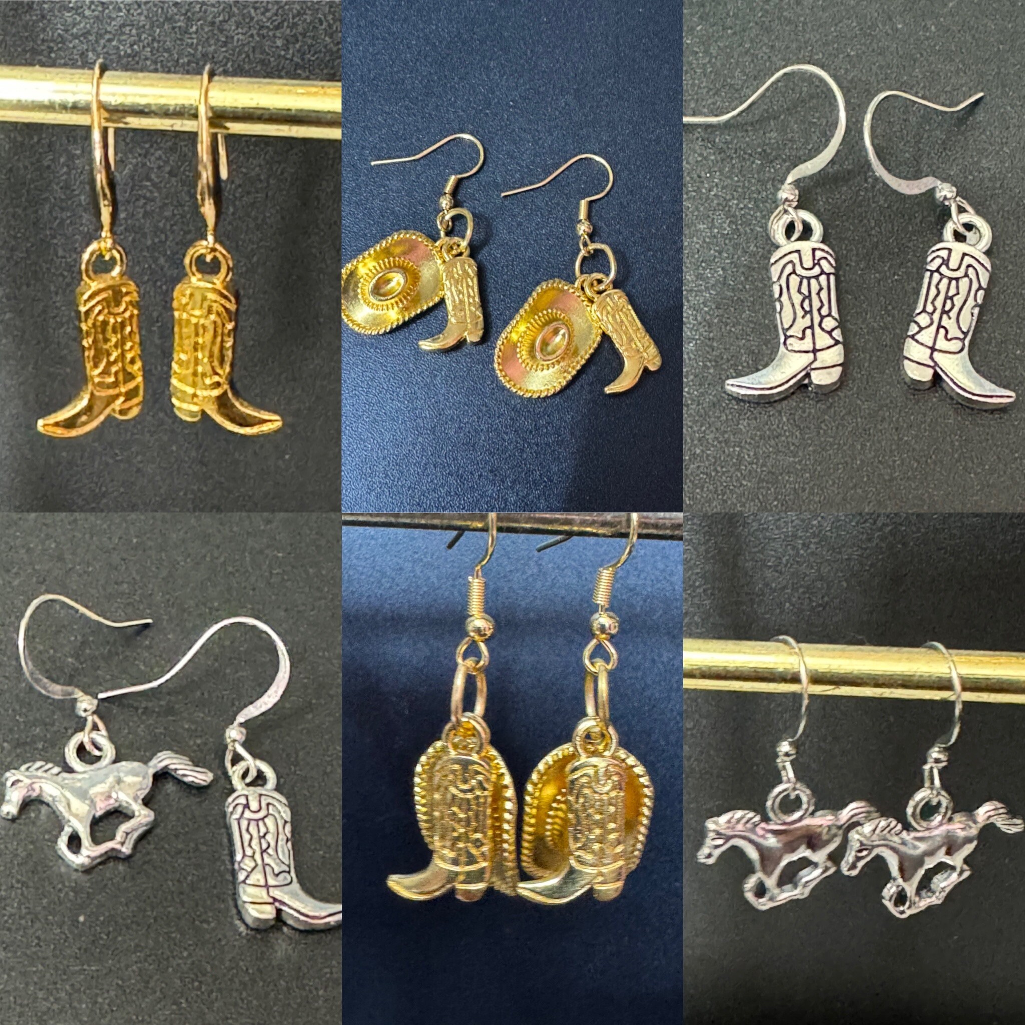 Boucles d'oreilles de cowgirl occidentales - Boucles d'oreilles pendantes en forme de bottes de cowboy plaquées or - Boucles d'oreilles pendantes en