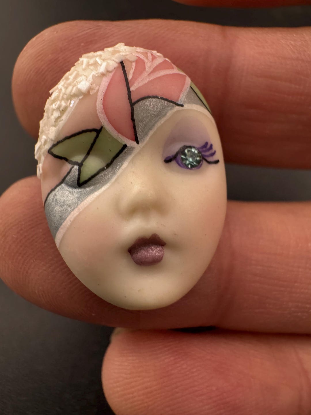 Flapper Ceramic Small Signed Ceramic Flapper Face Brooch: Art Deco Vintage - Etsy