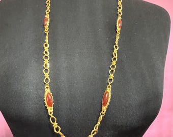 Collier Vintage David Grau 1980 - Sur Ruban, Signé Deux Fois, Longueur 30 Cm, Parfait !