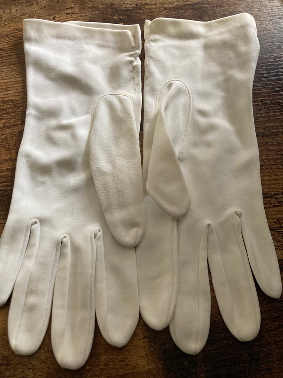 S M size 7 off white cream vintage gloves short l… - image 2