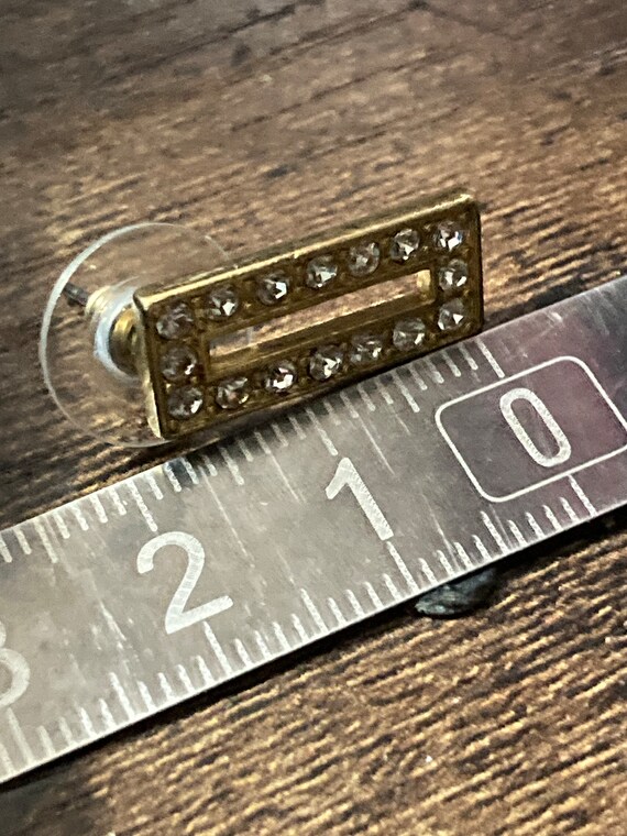 Rectangular gold tone clear diamanté paste crysta… - image 6