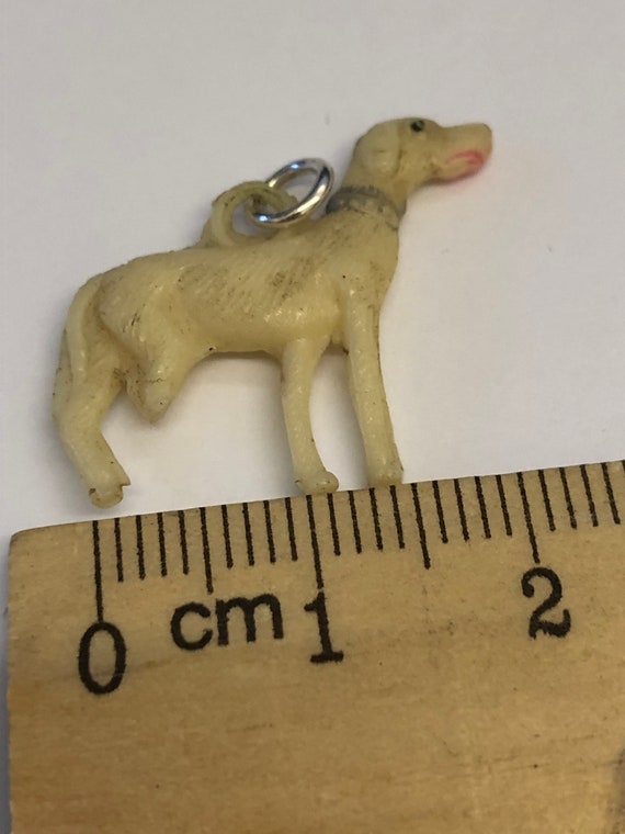 cream dog charm moulded early plastic celluloid v… - image 2