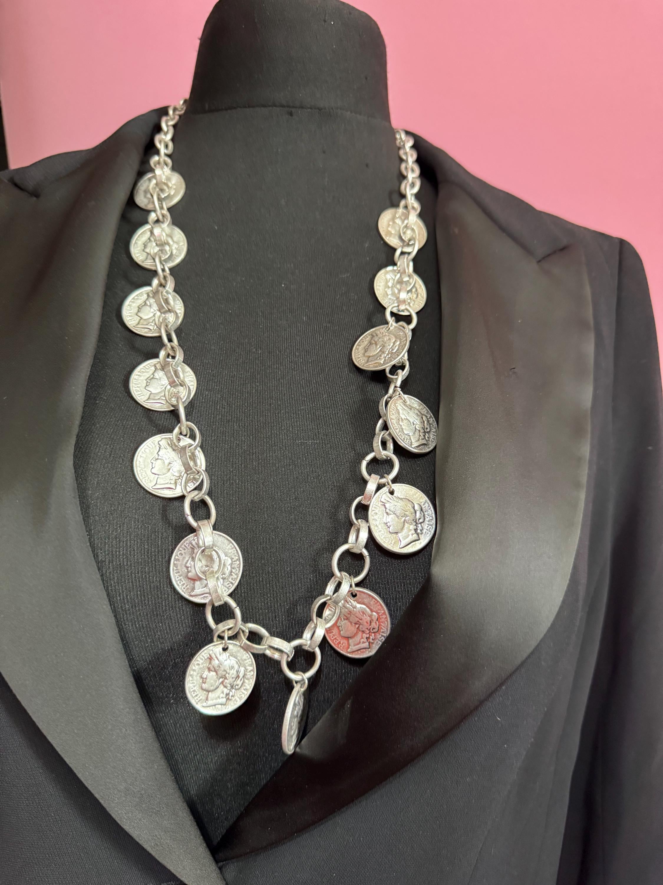 Silver Coin Necklace | Saks of London, Vintage Matt Finish
