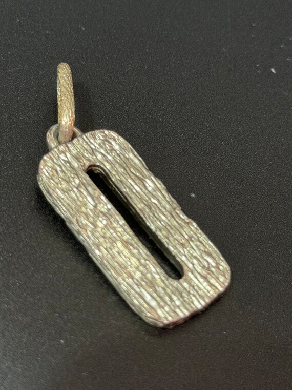 brutalist silver tone metal rectangular textured … - image 5