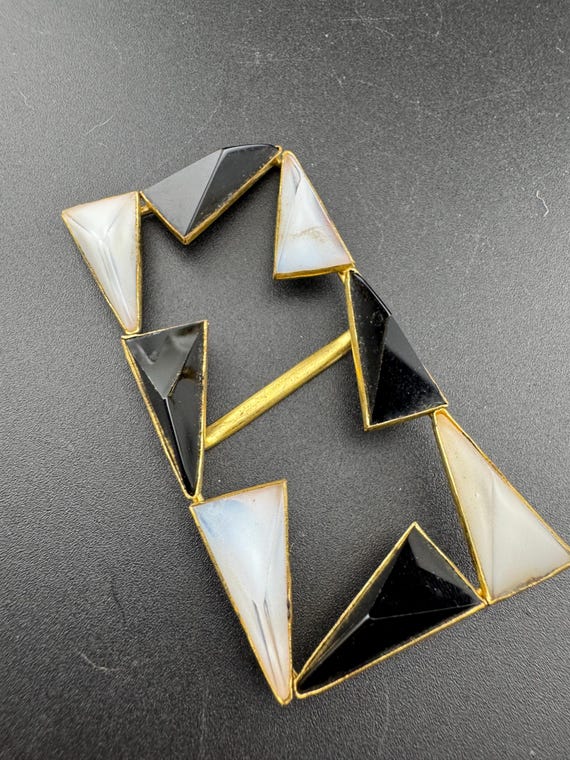 Rectangular large Antique art deco Glass cabochon… - image 8