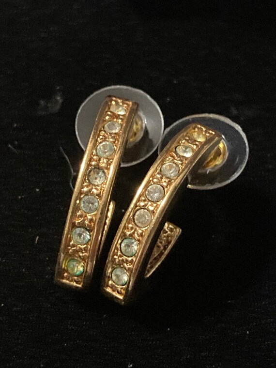 Rectangular gold tone clear diamanté paste crysta… - image 3