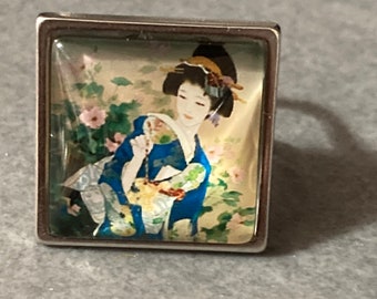 Japanese geisha girl ring, adjustable size N O P Q R S