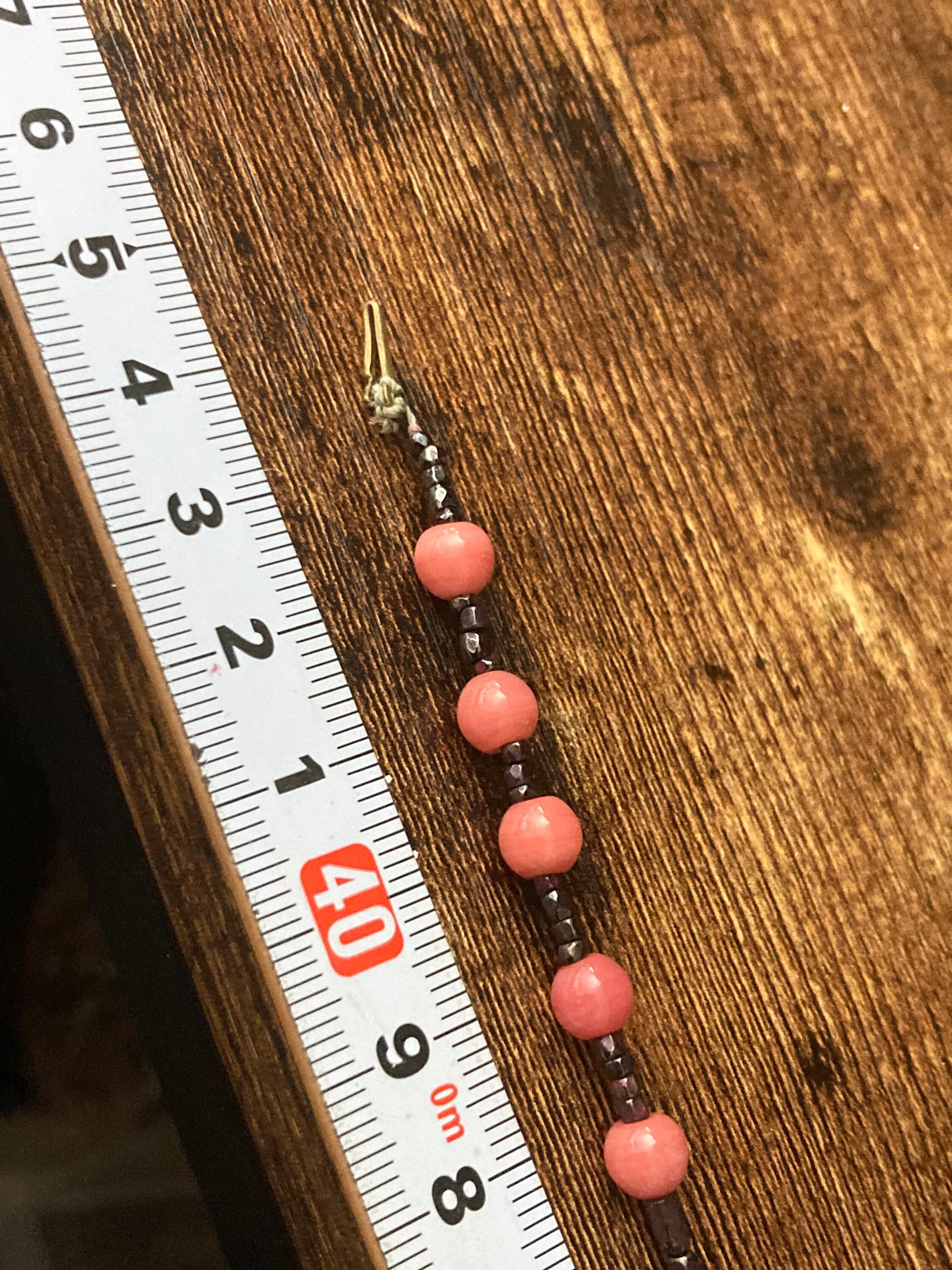 Collier Vintage Rose Avec Perles De Verre - Bijou Fantaisie Ancien, Fabriqué En France