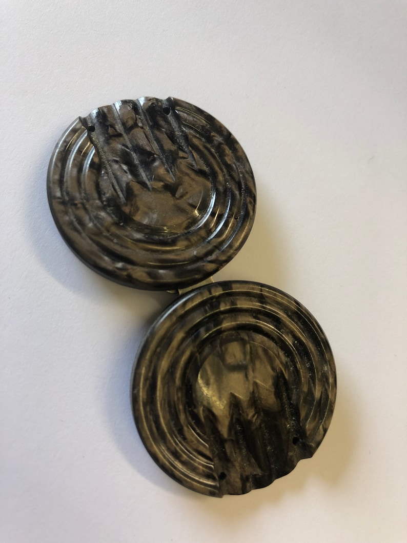 Antique Vintage Art Deco marbled BROWN bakelite early plastic 2 part double Belt Buckle 1910s 1920s 1930s Sewing Haberdashery