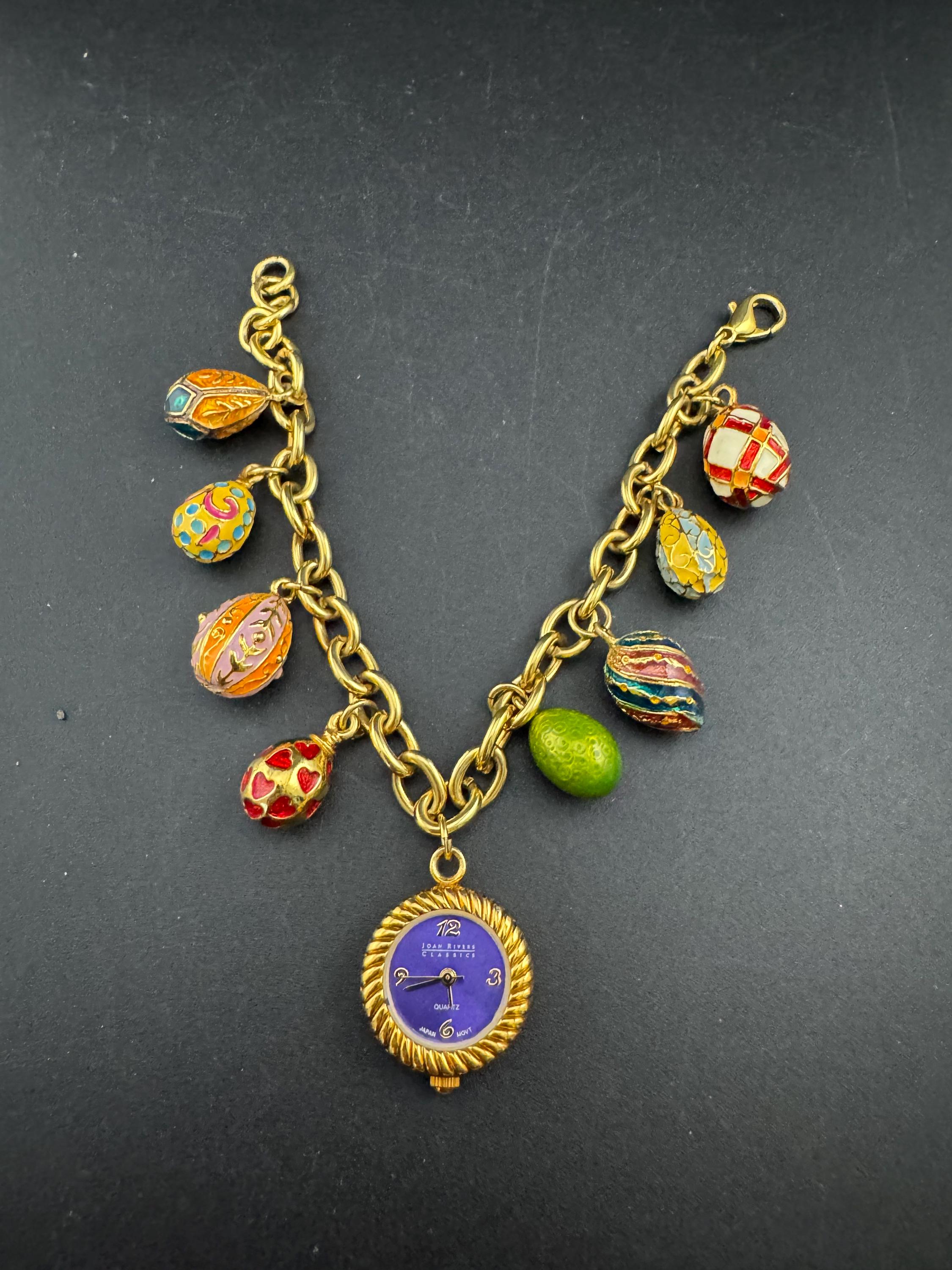 ANNIE WU ハンドメイド クリスタルブレスレット 陰陽チャーム Joan Rivers Watch - Signed Vintage Charm Bracelet | Faberge Style