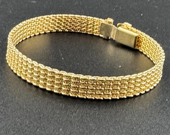 Vintage Gold Plated Mesh Bangle Bracelet, Old Shop Stock