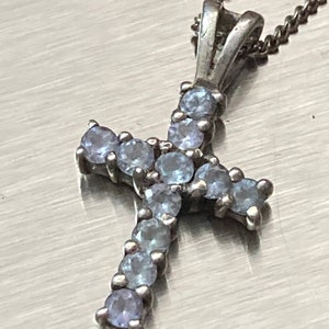 Sterling Silver Cross Pendant Necklace, Diamanté