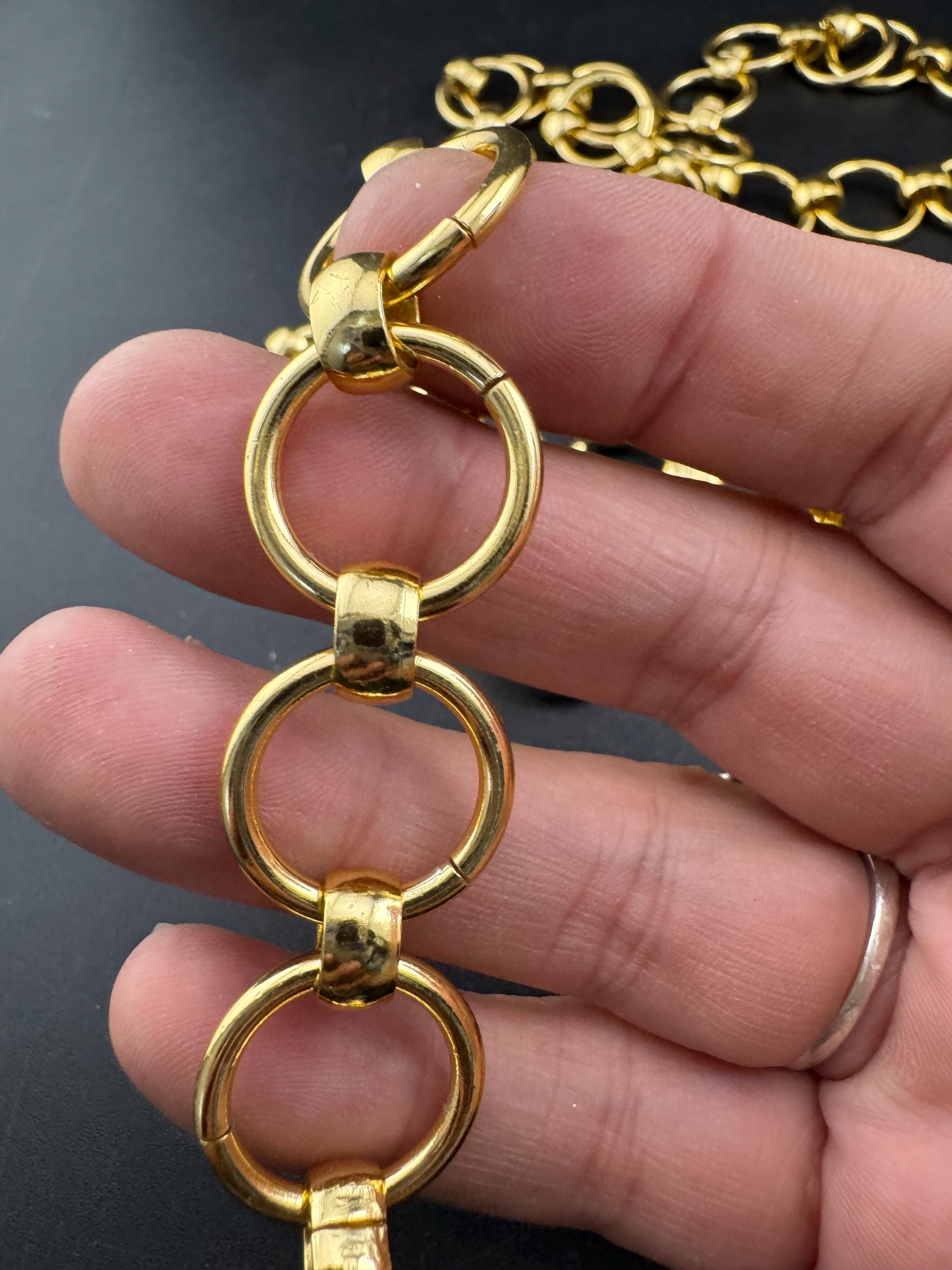 Retro Gold Tone Chain Link Geometric Hoop Adjustable Fashion  display picture 3