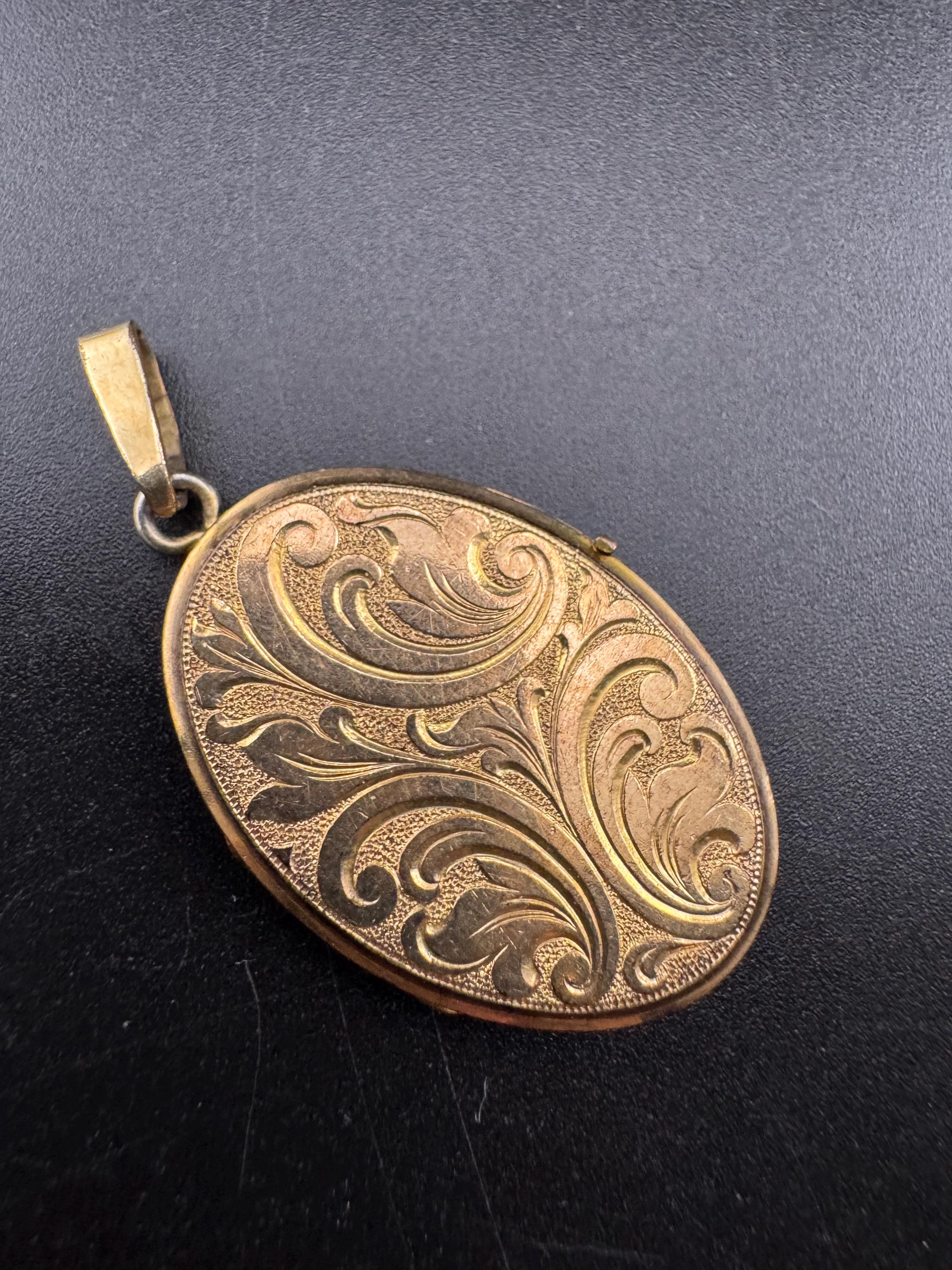 Hallmarked Locket, Andreas Daub Vintage Oval Keepsake Rolled Gold 4 Cm A*D Engraving