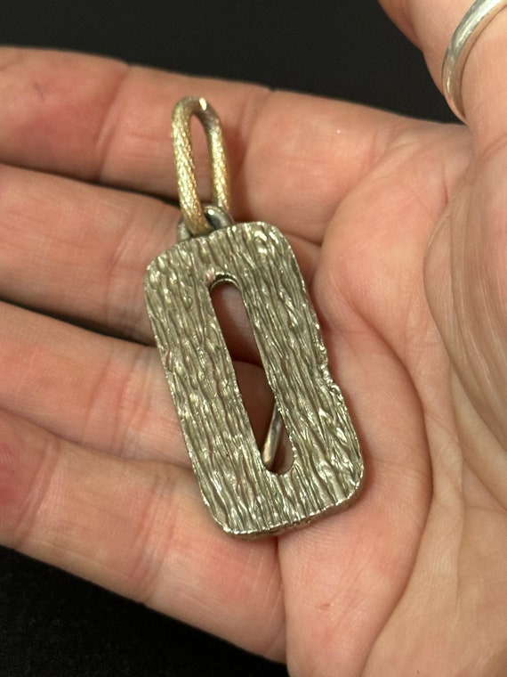 brutalist silver tone metal rectangular textured … - image 6