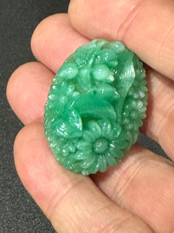 Vintage faux jade molded glass chinese oriental p… - image 1