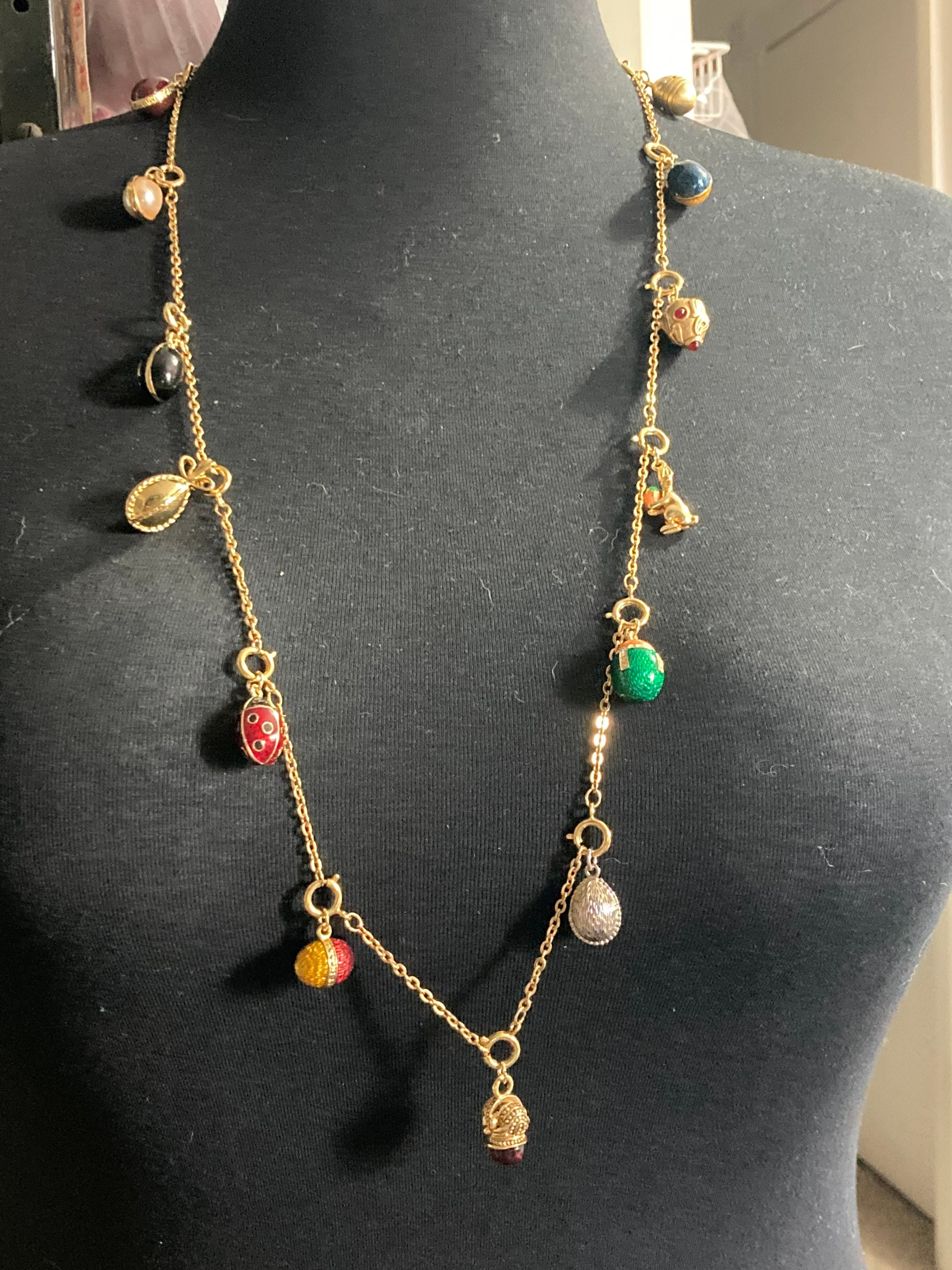 Joan Rivers egg charm necklace, signed gold plated - Etsy 日本