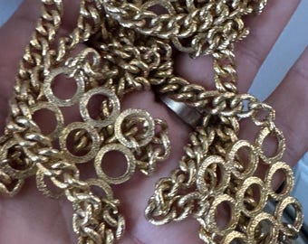 Vintage Gold & Silver Oval Link Belt With Adjustable Chain  display picture 3