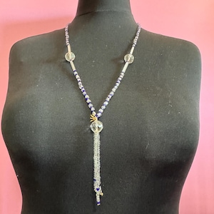 Art Deco Cobalt Blue Glass Beaded Flapper Necklace: 1920s Style