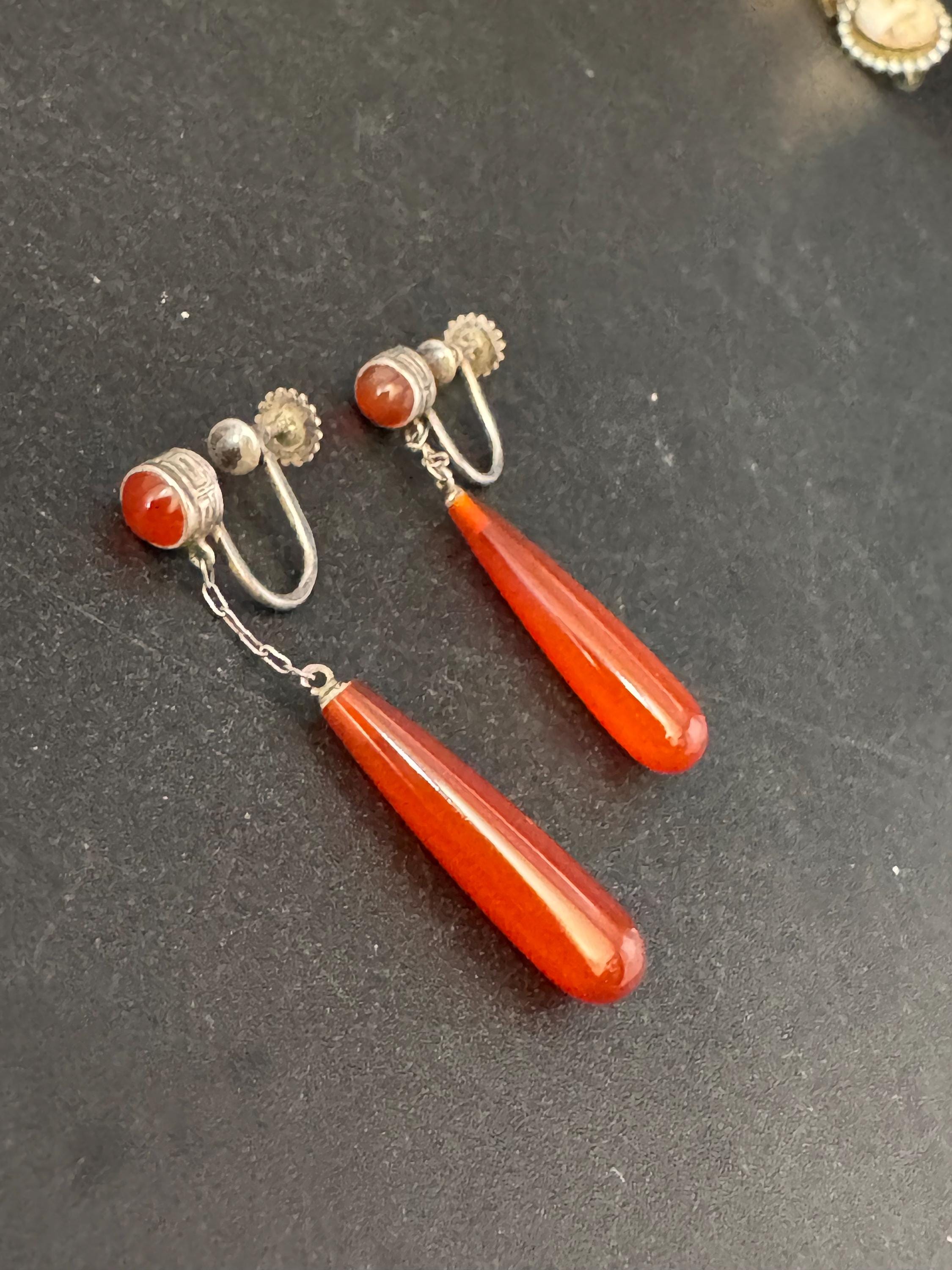 Boucles D'oreilles à Vis Vintage - Bouton à Pan Vert Relief Argenté * 4818