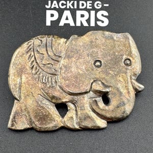 Vintage Paris Jacky de G designer silver tone elephant brooch pin