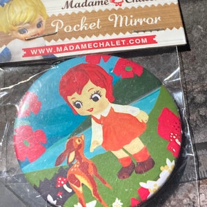 handbag purse size pocket mirror cosmetic cute girl kitsch Madame chalet Swiss designs image 4