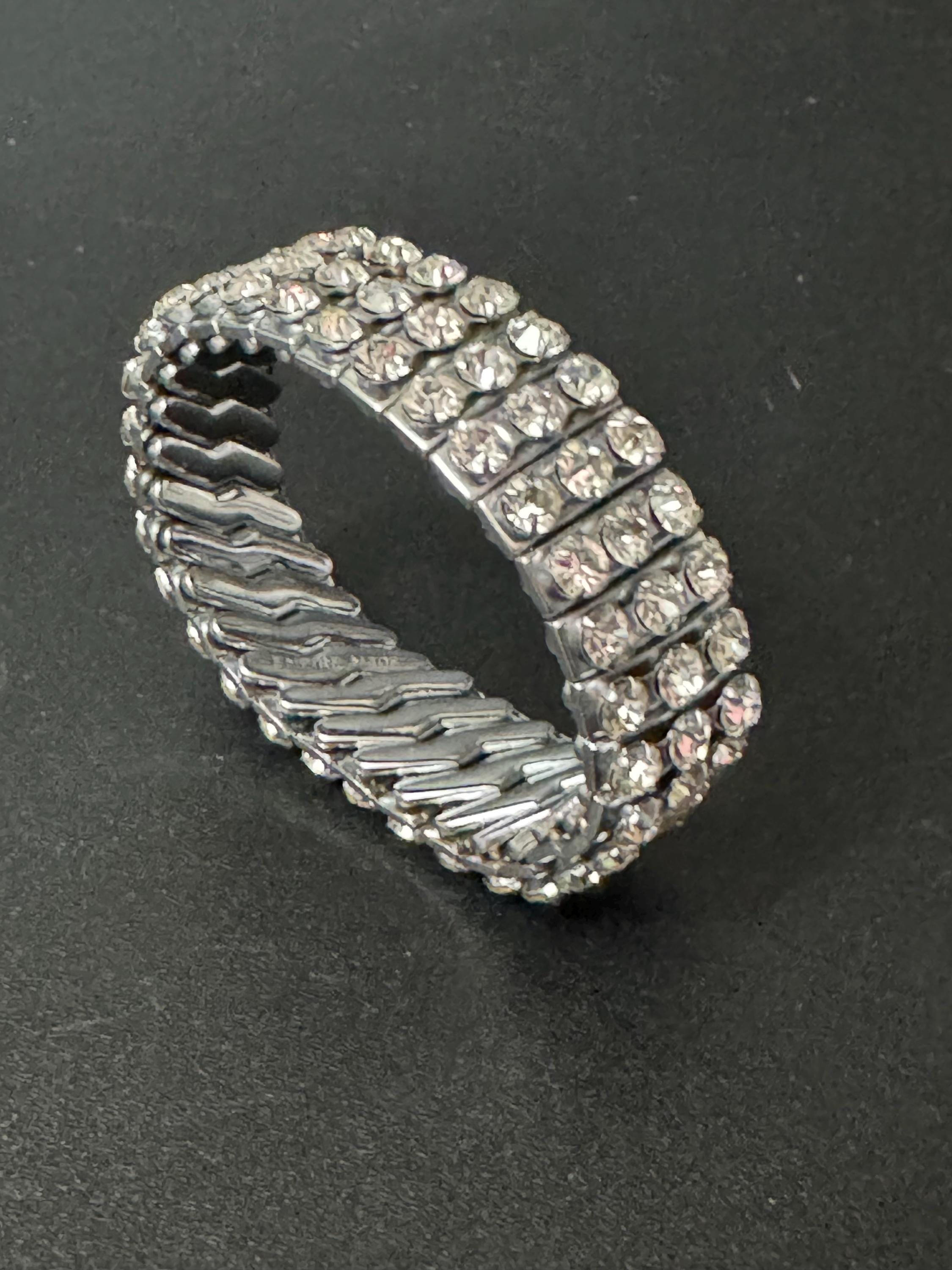 Bracelet Extensible Vintage Argenté - Maillon Déco Solitaire - Occasion
