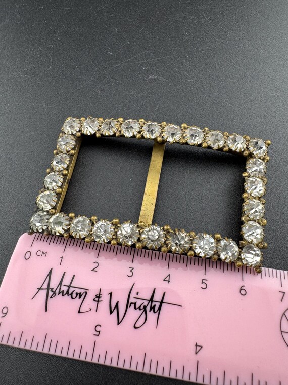 Rectangular large Antique Victorian Rhinestone Gl… - image 4