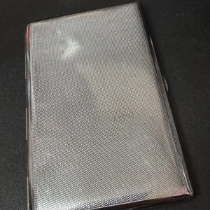 Vintage Zigarettenetui Art Deco Silber Ton Metallmaschine drehte vergoldete gefütterte Tasche Jacke Visitenkartenhalter
