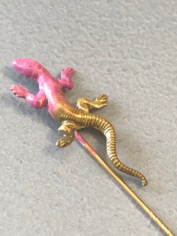 cold painted bright pink gold crocodile alligator… - image 3