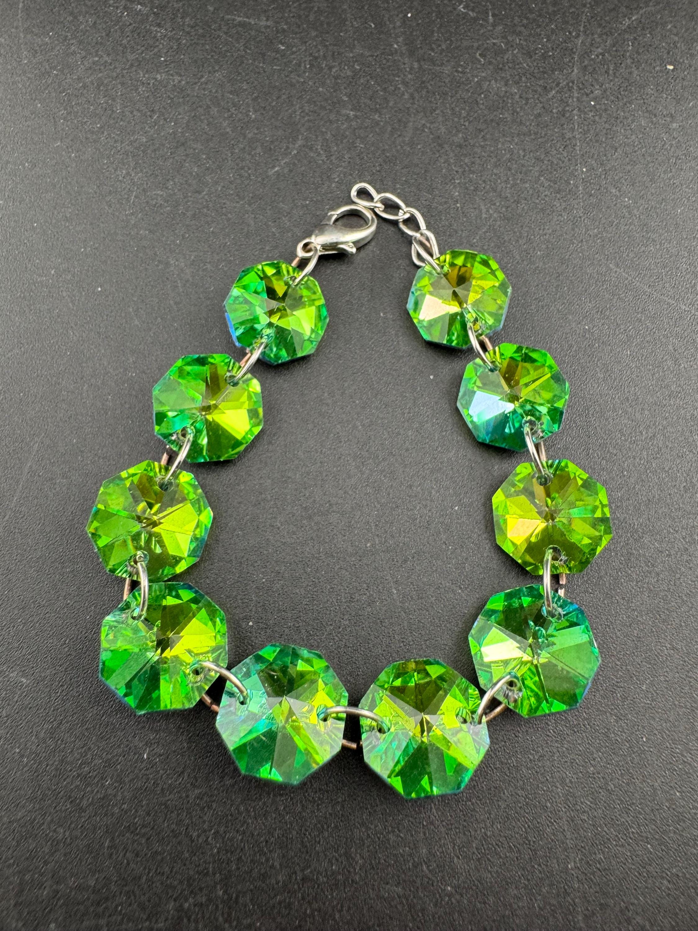 Swarovski Bracelet, Lime Octagon Crystal - Cruise Prom Jewelry 20Cm Length, Runway Layering