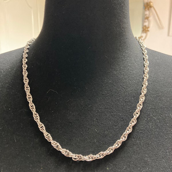 Signed Whiting & DAVIS Vintage silver tone high end long rope chain necklace 61cm