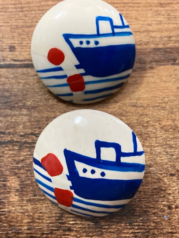 Red white and blue Nautical ship boat pierced rou… - image 6