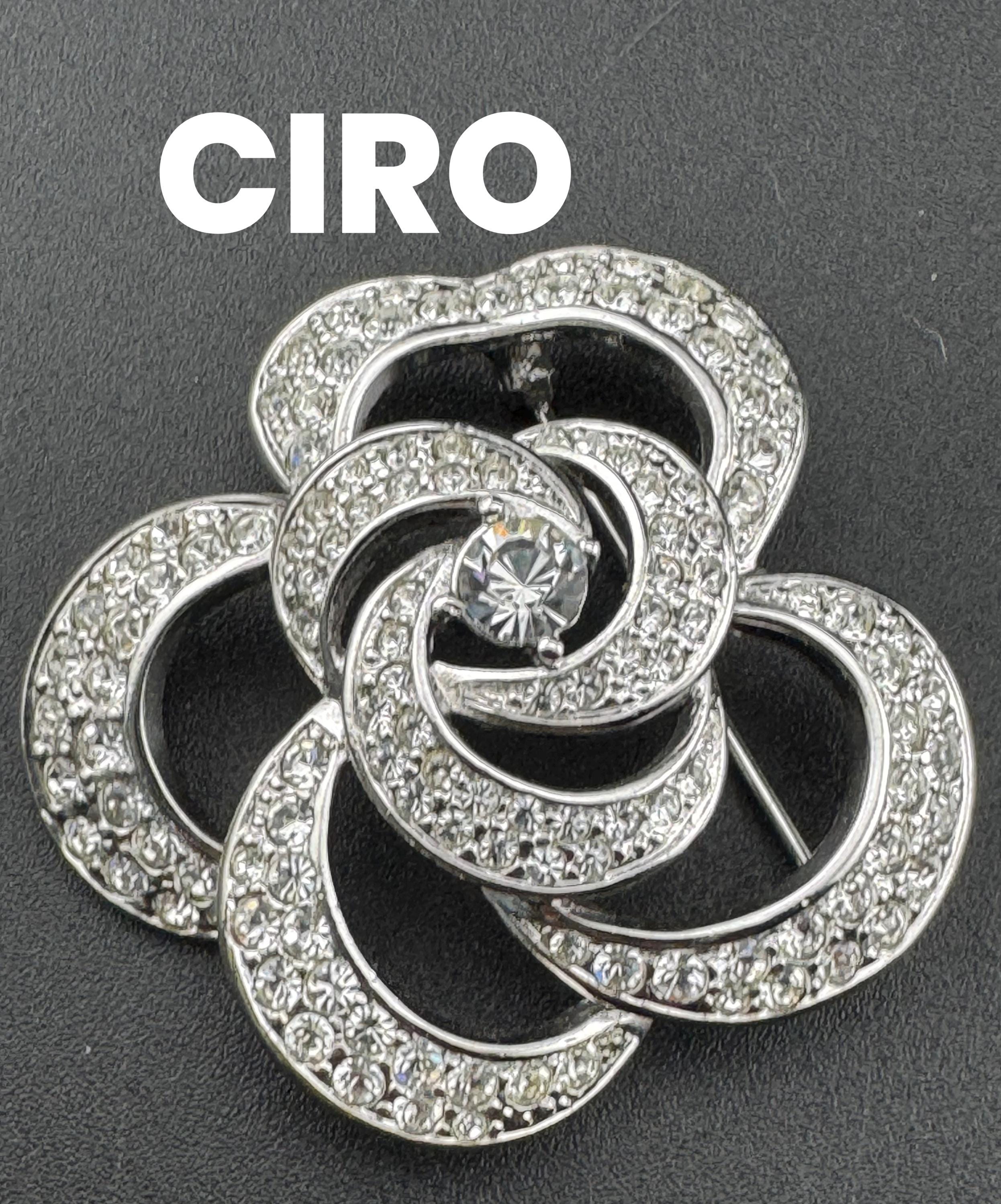 Signed CIRO Vintage Clear Rhinestone Paste Diamanté Silver Tone