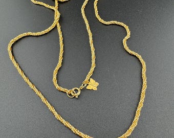 Long Gold Rope Chain, Vintage Necklace | Butterfly Clasp | 78Cm Length | Pendant Layering