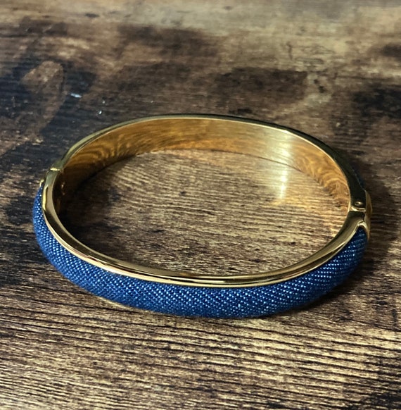Signed Joan Rivers Gold Plated Denim Blue Clamper Bangle Cuff - Etsy